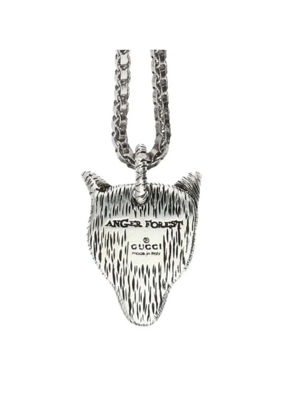 Gucci Anger Forest Wolf Necklace Silver
